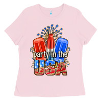 Bubblegum Pink party in the usa popsicles billie wilder Ladies Tee - texasbilliewilder
