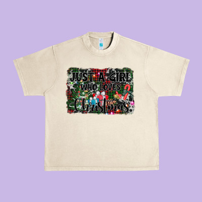 Just A Girl Who Loves Christmas Urban Heavy Tee Designed By Adodesignshop