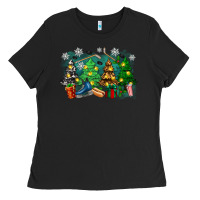 Black christmas trees with hockey Ladies Tee - Zillion Design Studio