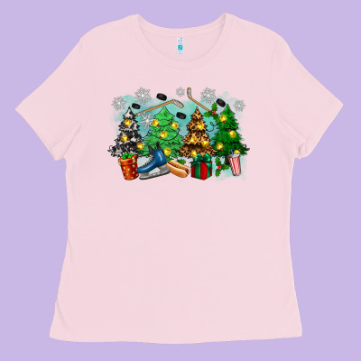 Christmas Trees With Hockey Ladies Tee Designed By Zillion Design Studio