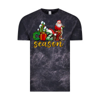 Cloud Black cozy season with santa christmas tree cactus and gift Vintage Tee - AdoDesignShop