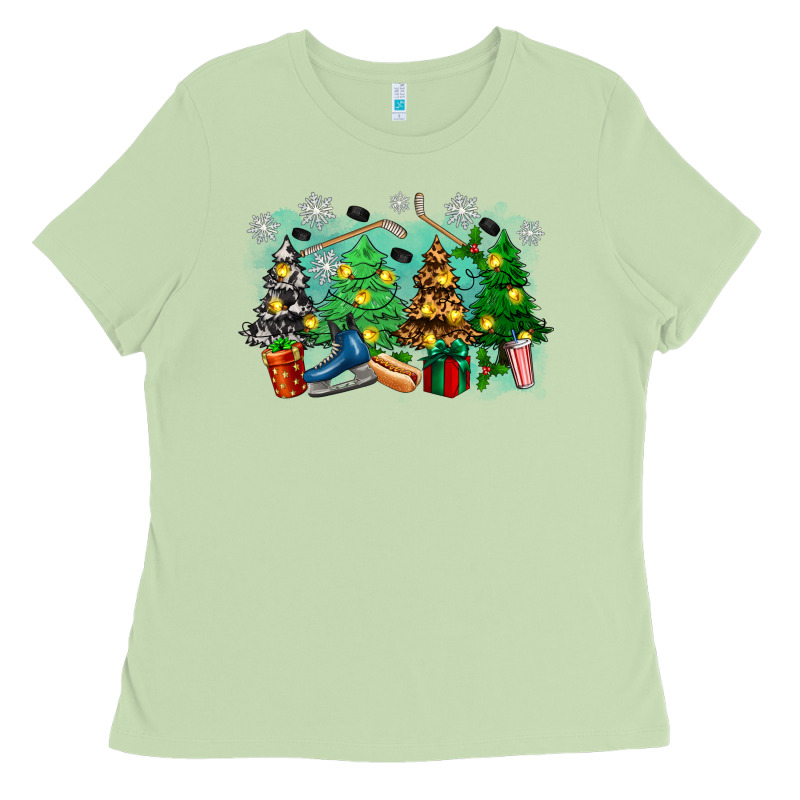 Christmas Trees With Hockey Ladies Tee by Zillion Design Studio | Teevron