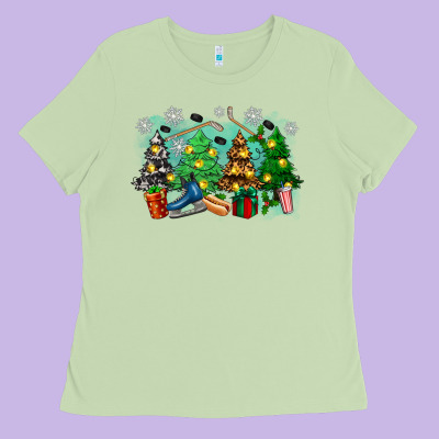 Christmas Trees With Hockey Ladies Tee Designed By Zillion Design Studio