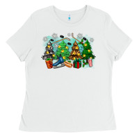White christmas trees with hockey Ladies Tee - Zillion Design Studio
