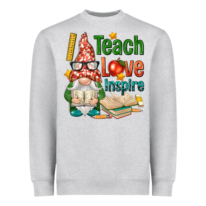 Gnome Teach Love Inspire Heavyweight Sweatshirt by NancyCooperArtShop | Teevron