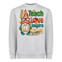 Heather Grey gnome teach love inspire Heavyweight Sweatshirt - NancyCooperArtShop