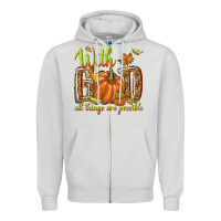 Dove Grey with god all things are possible Zipper Hoodie - NancyCooperArtShop