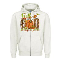 Oatmeal Heather with god all things are possible Zipper Hoodie - NancyCooperArtShop