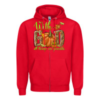 Red with god all things are possible Zipper Hoodie - NancyCooperArtShop