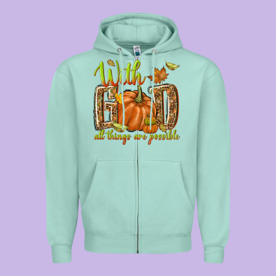 With God All Things Are Possible Zipper Hoodie Designed By Nancycooperartshop