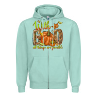 Seafoam with god all things are possible Zipper Hoodie - NancyCooperArtShop