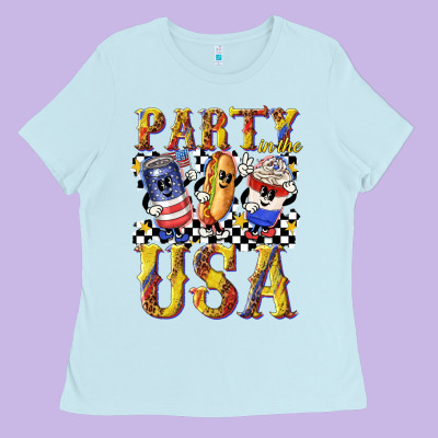 Party In The Usa With Leopard Ladies Tee Designed By Texasbilliewilder