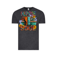 Vintage Black hippie soul with caravan and flowers Vintage Tee - Artiststas