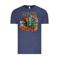 Vintage Denim hippie soul with caravan and flowers Vintage Tee - Artiststas