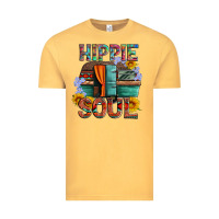 Vintage Mustard hippie soul with caravan and flowers Vintage Tee - Artiststas