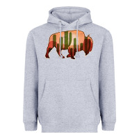 Heather Grey Cactus Bison Silhouette Heavyweight Hoodie - Bettercallsaul