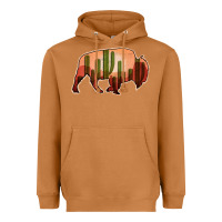 Cactus Bison Silhouette Heavyweight Hoodie | Teevron