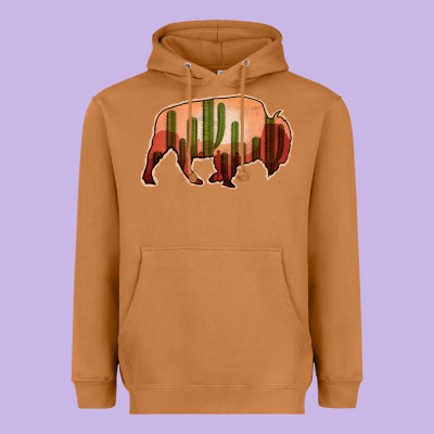 Cactus Bison Silhouette Heavyweight Hoodie Designed By Bettercallsaul