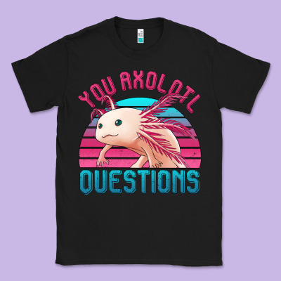 You Axolotl Questions 80's Retro Sunset Classic Tee Designed By Jasminsmagicworld