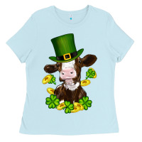 Baby Blue st patricks day cow Ladies Tee - RanaPortraitStore