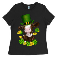 Black st patricks day cow Ladies Tee - RanaPortraitStore