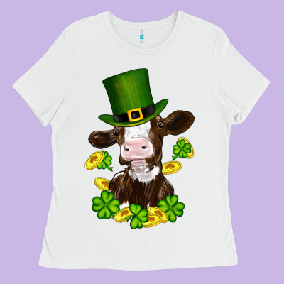 St Patricks Day Cow Ladies Tee Designed By Ranaportraitstore