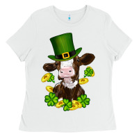 White st patricks day cow Ladies Tee - RanaPortraitStore