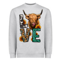 Heather Grey love long haired cow Heavyweight Sweatshirt - Jasminsmagicworld