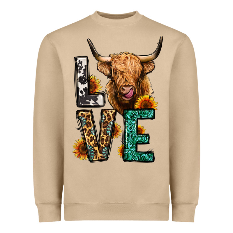 Love Long Haired Cow Heavyweight Sweatshirt by Jasminsmagicworld | Teevron