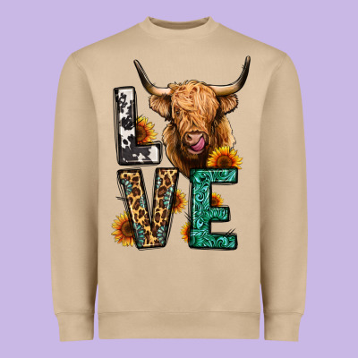 Love Long Haired Cow Heavyweight Sweatshirt Designed By Jasminsmagicworld