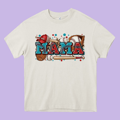 Mama Baseball Heavy Core Tee Designed By Zillion Design Studio