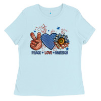 Baby Blue peace love america billie wilder Ladies Tee - texasbilliewilder