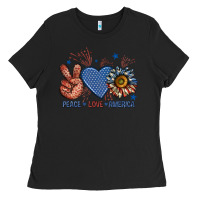 Black peace love america billie wilder Ladies Tee - texasbilliewilder