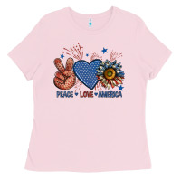 Bubblegum Pink peace love america billie wilder Ladies Tee - texasbilliewilder