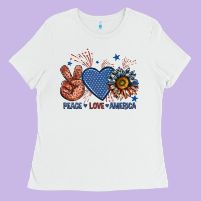 Peace Love America Billie Wilder Ladies Tee Designed By Texasbilliewilder
