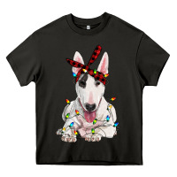Asphalt bull terrier with christmas lights Heavy Core Tee - RanaPortraitStore
