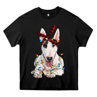 Black bull terrier with christmas lights Heavy Core Tee - RanaPortraitStore