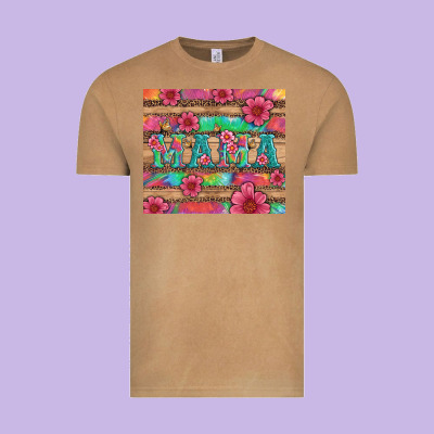 Mama With Tie Dye And Flowers Vintage Tee Designed By Artiststas