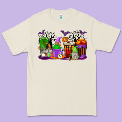 Halloween Gnomes Coffee Cups Premium Tee Designed By Texasbilliewilder