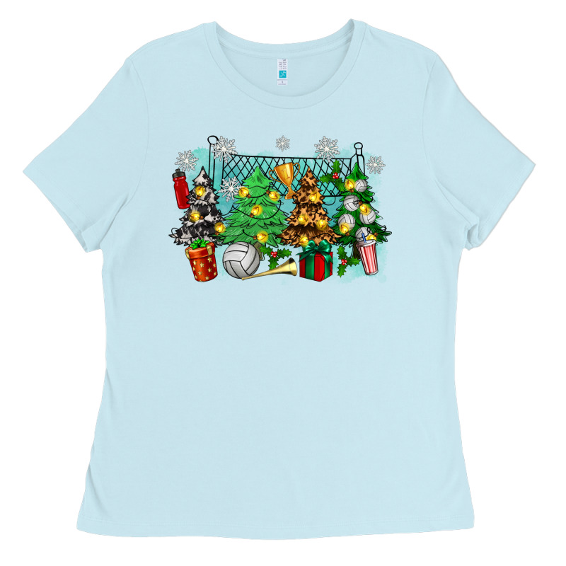 Christmas Trees With Volleyball Ladies Tee by Zillion Design Studio | Teevron