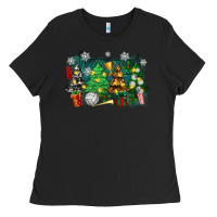 Black christmas trees with volleyball Ladies Tee - Zillion Design Studio