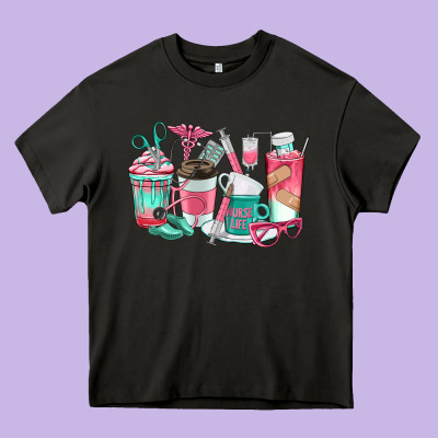 Nurse Coffee Cups Heavy Core Tee Designed By Texasbilliewilder
