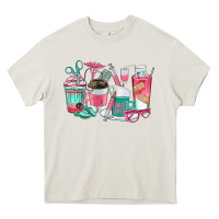 Cream nurse coffee cups Heavy Core Tee - texasbilliewilder