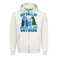 Oatmeal Heather snuggle up gnomies it's cold outside Zipper Hoodie - MaliasSmallBusiness