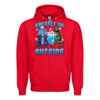 Red snuggle up gnomies it's cold outside Zipper Hoodie - MaliasSmallBusiness