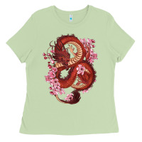 Matcha red dragon and sakura cherry blossoms Ladies Tee - RanaPortraitStore