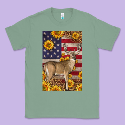 Western American Deer Classic Tee Designed By Lillyallendesigns