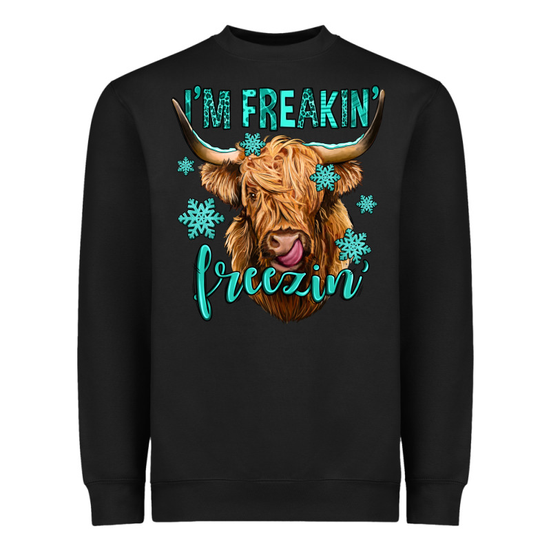 I'm Freakin Freezin Long Haired Cow Heavyweight Sweatshirt by Jasminsmagicworld | Teevron