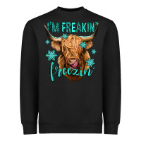 Black i'm freakin freezin long haired cow Heavyweight Sweatshirt - Jasminsmagicworld