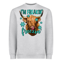Heather Grey i'm freakin freezin long haired cow Heavyweight Sweatshirt - Jasminsmagicworld